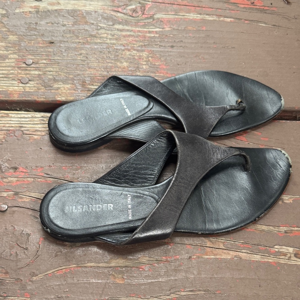 Jil Sander Black Leather Sandals